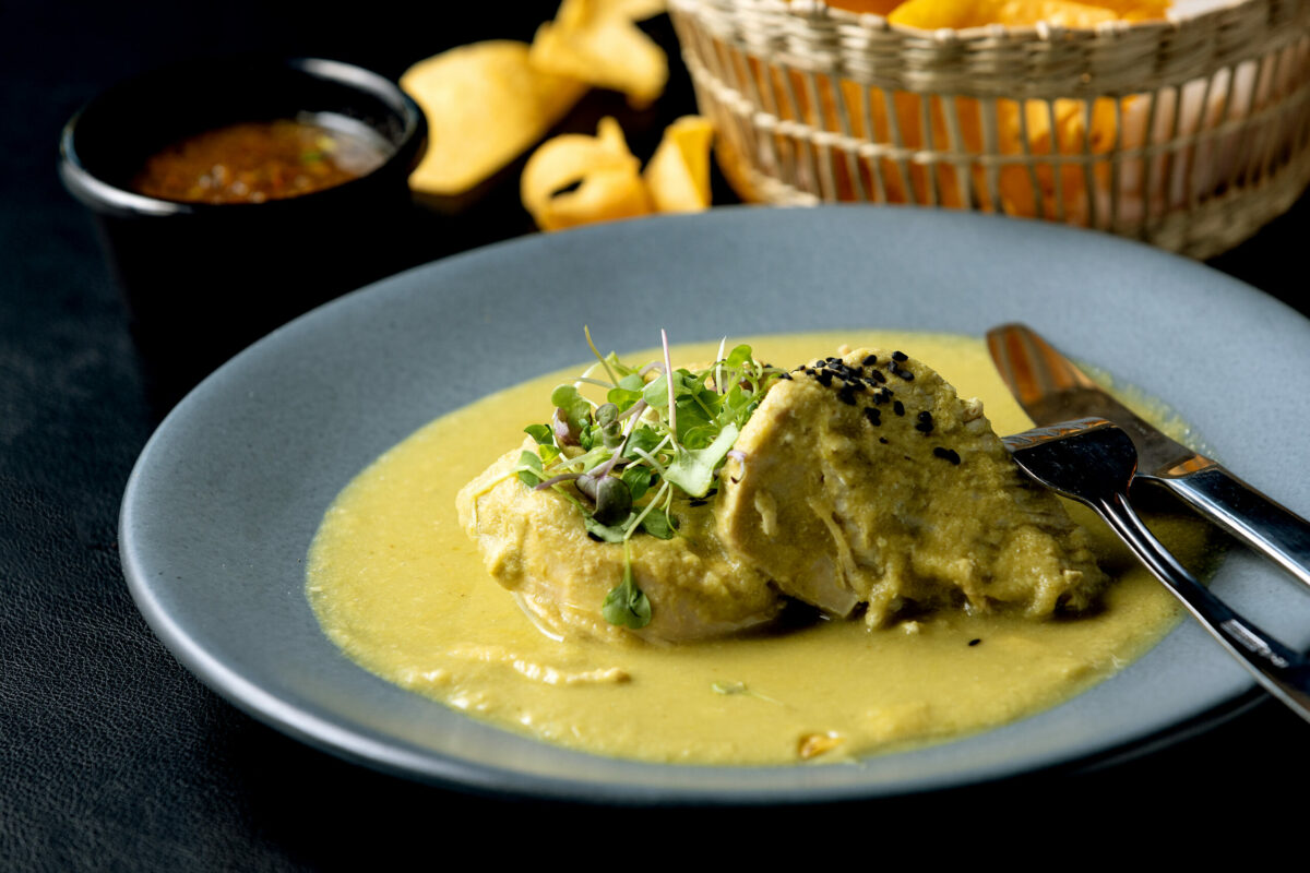 Mole Verde Pipian, braised chicken breast in housemade green pumpkin seed mole sauce from El Milagro Healdsburg, a block west of the square Friday, Nov. 1, 2024, in downtown Healdsburg. (John Burgess / The Press Democrat)