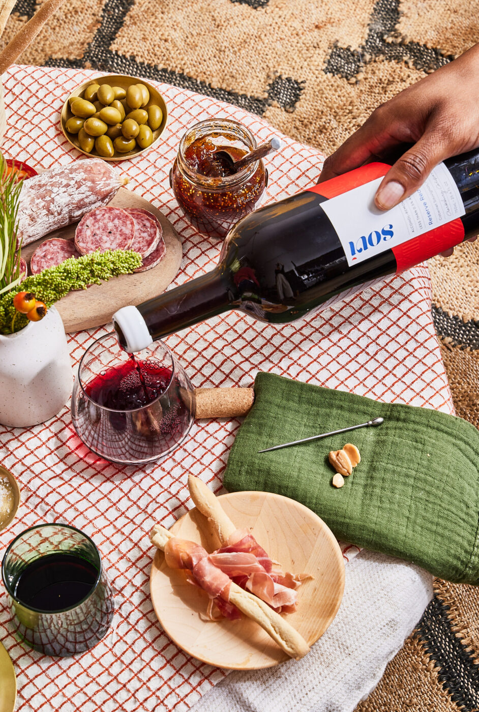 Napa-based Sovi makes nonalcoholic wines in a lovely, dry style, including a crisp sparkling white blend of Chenin Blanc, Pinot Gris and Gewürztraminer; a floral sparkling Rosé of Pinot Noir and Tempranillo; a light bodied blend of Pinot Noir, Tempranillo and Petite Sirah; and a playful, tropical Wild Child Pinot Gris orange wine. (Courtesy of Sovi)