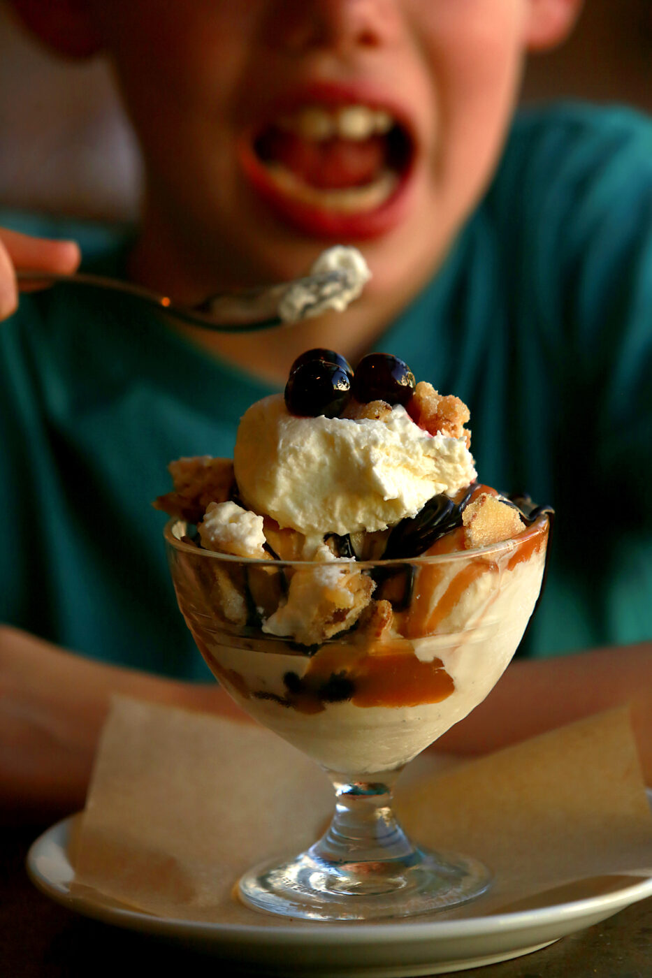 The Hazel Sundae topped with Amarena cherries at Hazel in Occidental. (John Burgess / The Press Democrat)