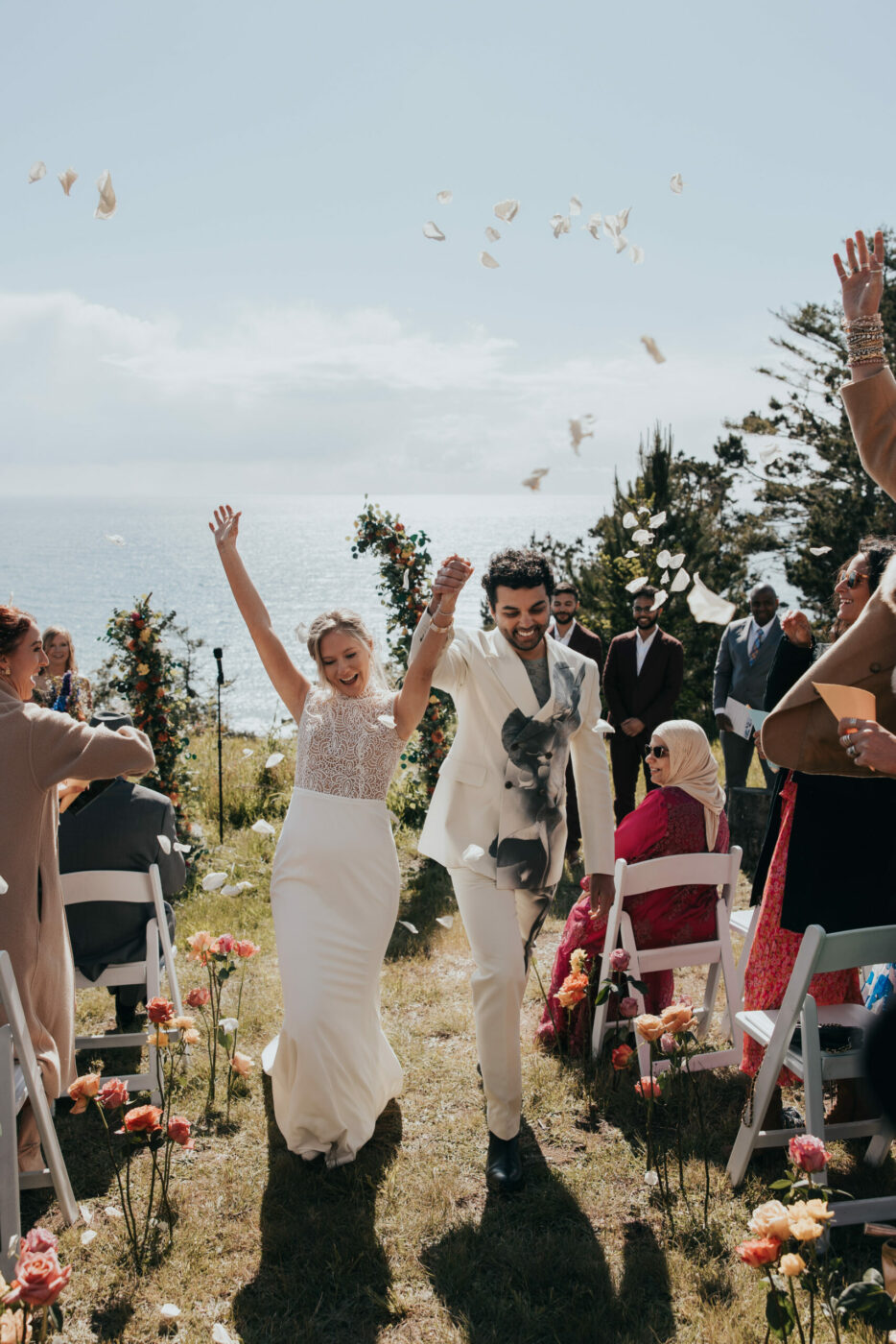 Megan and Ahmed Modan's afternoon wedding ceremony took place at The Driftwood Lodge on the Sonoma Coast in Jenner. (Amy DeBonis)