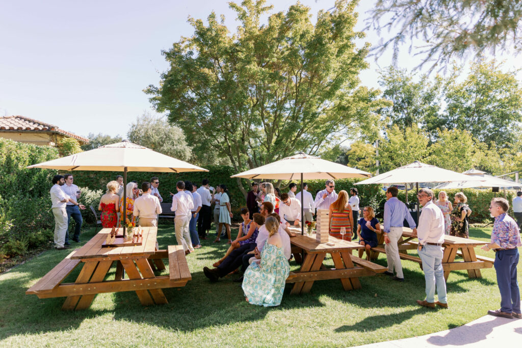 Dylan Hunn and Jason Teplitz's wedding ceremony and reception included a harvest luncheon and relaxed afternoon garden party. (Kathryn White)