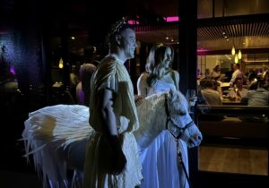 Photos with Pegasus at the “Banquet of the Gods” TOWN dinner at Montage Healdsburg on Feb. 6, 2025. (Courtesy of Dana Rebmann)