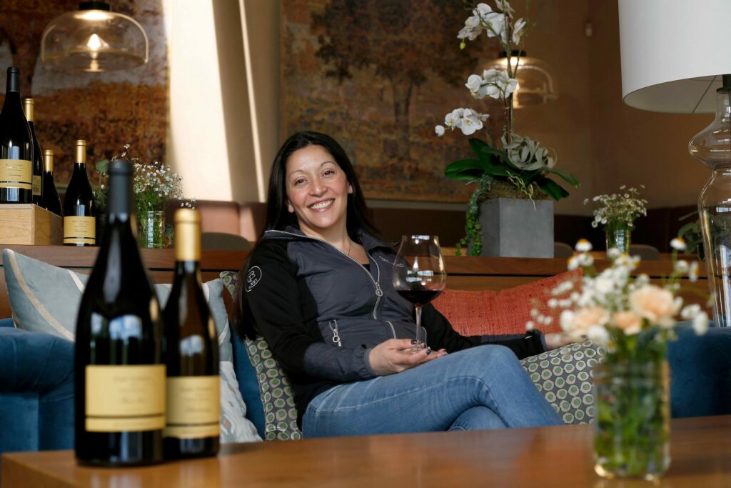 Winemaker Theresa Heredia of Gary Farrell Vineyards and Winery poses for a portrait in the tasting room at Gary Farrell Vineyards and Winery, in Healdsburg, on Thursday, May 23, 2019. (Alvin Jornada / The Press Democrat)
