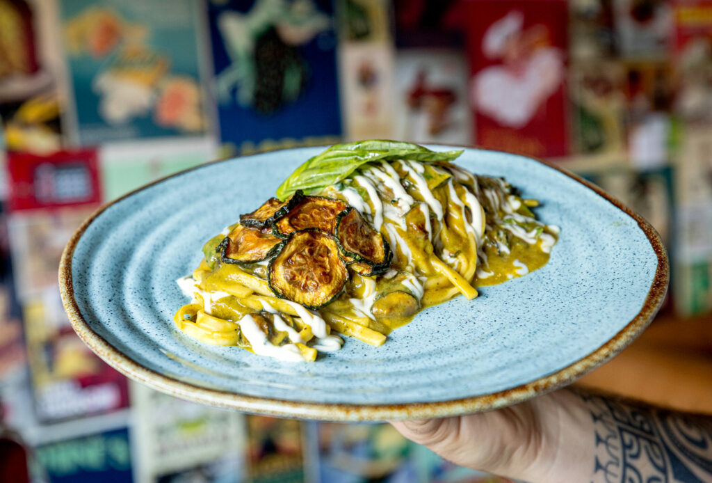 Nerano pasta with fried zucchini, provolone, garlic and parmesan from L'Oro di Napoli Friday, February 28, 2025, at their second location in Petaluma. (John Burgess / The Press Democrat)