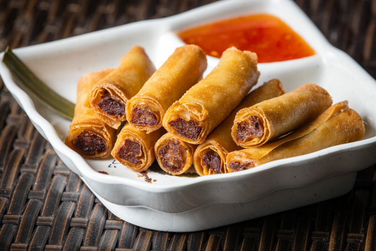 Traditional Lumpia with either pork, chicken or veggie from Tambayan Filipino Eatery Thursday, October 12, 2023 in the Larkfield shopping center. (John Burgess/The Press Democrat)