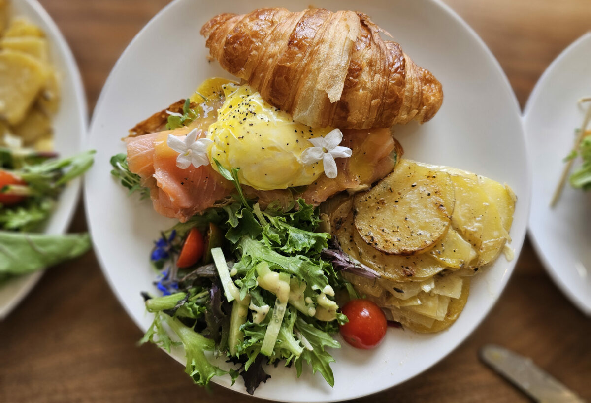 Salmon Benedict on the brunch menu at Sarmentine Bakery in Petaluma. (Heather Irwin/The Press Democrat)