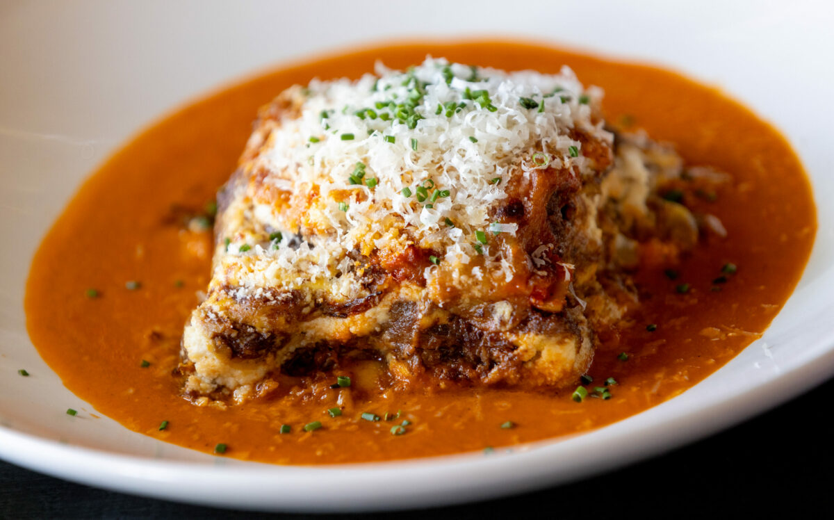 Short Rib Lasagna from Grata Italian Eatery chef/owner Eric Foster Thursday, May 8, 2025, in Windsor. (John Burgess / The Press Democrat)