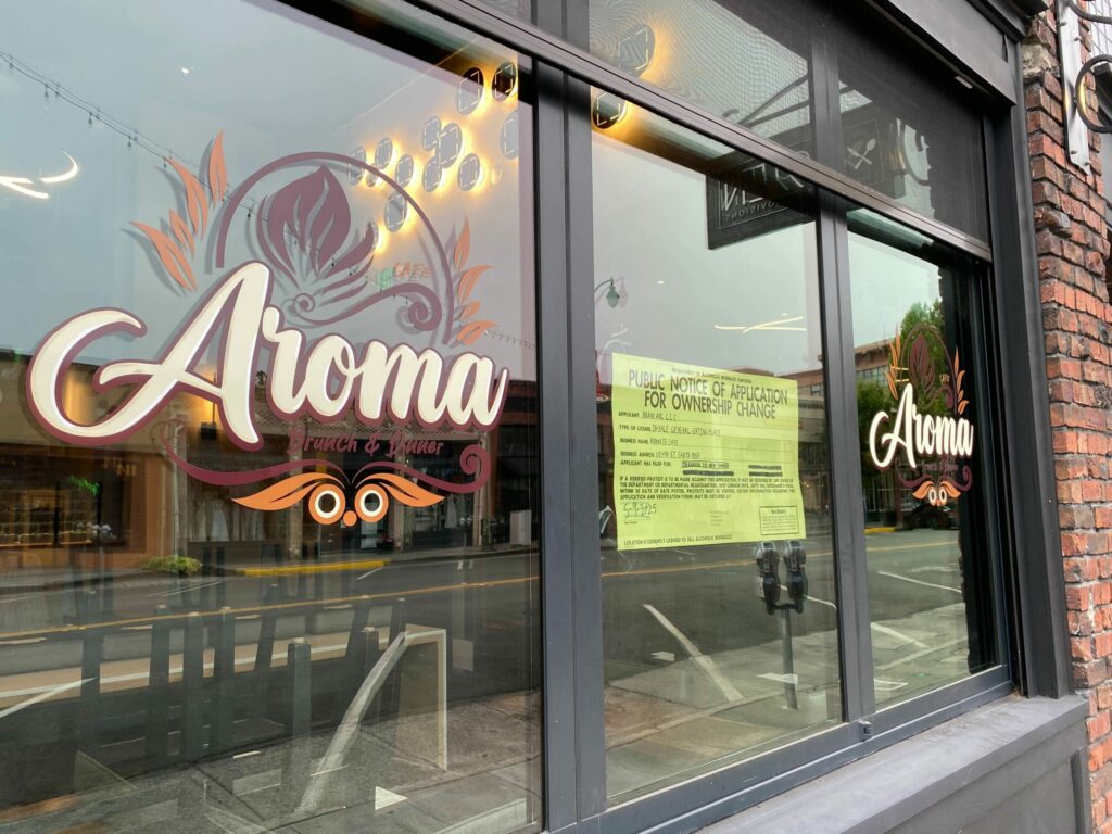 The former 19Ten Bar & Provisions spot on Fourth Street will reopen this summer as Aroma de Cafe. Photo taken June 11, 2025. (Maci Martell / Sonoma Magazine)