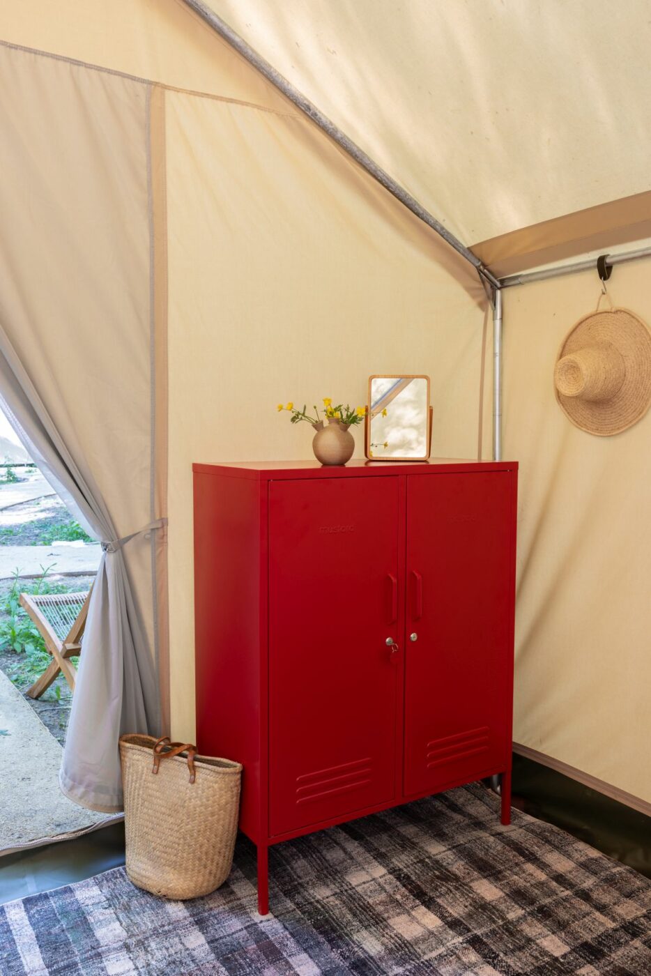 All tents at The River Electric have a storage locker for personal items. (Bess Friday)