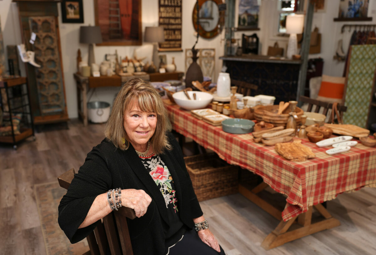Shawn Hall in her Mayacamas Home store in Kenwood, filled with items from Tunisia, India, and local producers. Hall designed the new Truett Hurst tasting room in Healdsburg. (Christopher Chung/The Press Democrat) 
