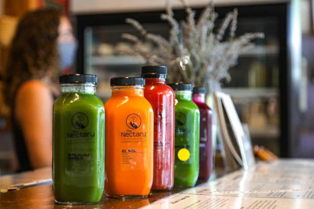 A selection of juices from The Nectary in Sebastopol. (Sonoma County Tourism)