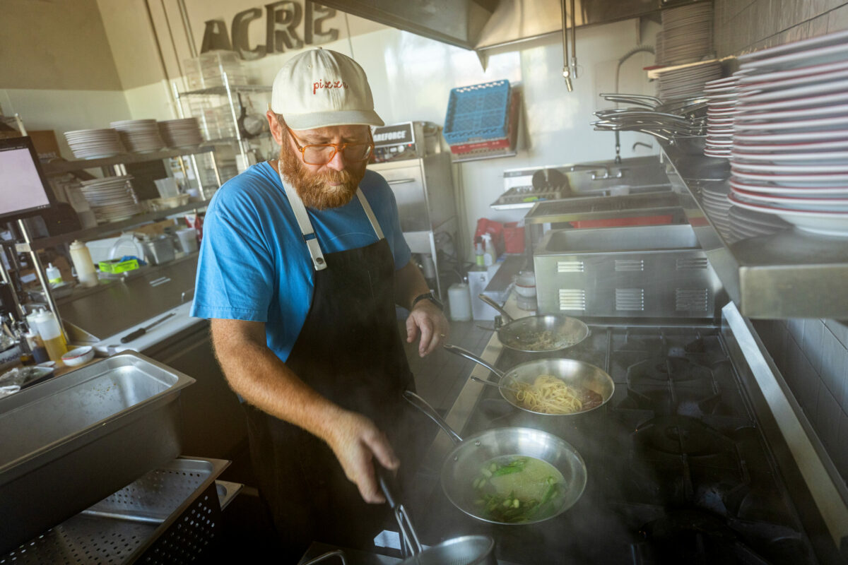 Chef consultant Ian Marks creates simple, fresh housemade pasta dishes at Acre Pasta, Friday, May 30, 2025 in Sebastopol’s Barlow District. (John Burgess / The Press Democrat)
