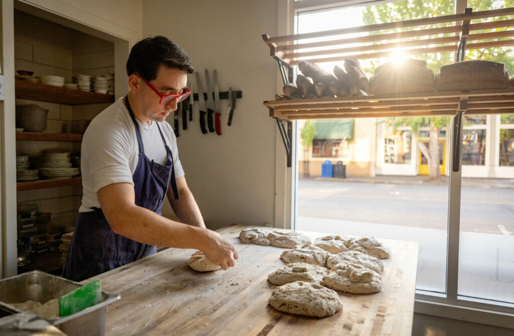 Chef/co-owners and wife and husband team Melissa Yanc McGaughey and Sean McGaughey bake their New York Times heralded breads for Quail & Condor at their second Healdsburg restaurant, Troubadour Bread & Bistro Wednesday, May 21, 2025. (John Burgess / The Press Democrat)