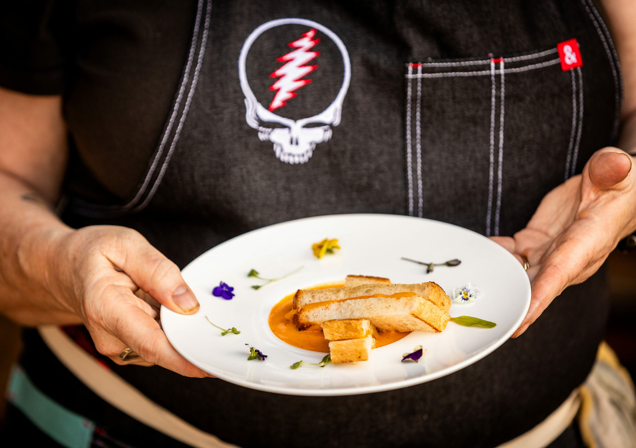 Private chef Jessie Keilt's heirloom tomato soup with grilled cheese "soldiers." (John Burgess / The Press Democrat)