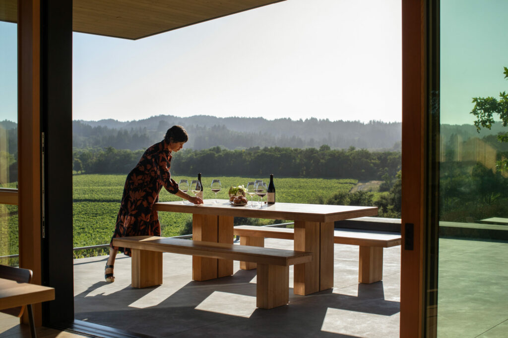 Auteur, one of Russian River Valley's newest tasting rooms, offers exquisite views in luxury surroundings in Healdsburg. (Eileen Roche / Sonoma Magazine)