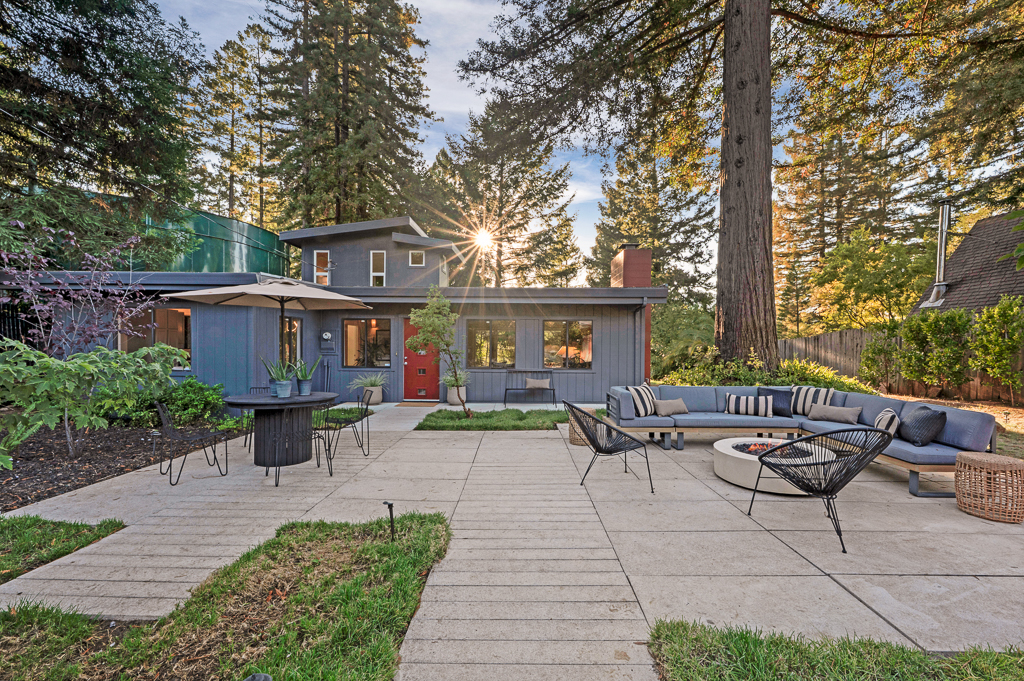 This mid-century modern home, on a wooded half-acre above the Russian River is currently listed for $748,000. (Jim Nevill Productions)