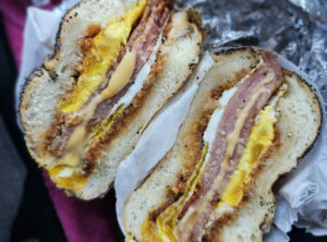 The Pork Roll at Golden Bear Station's breakfast pop-up in Kenwood. The East Coast bacon, egg and cheese (BECSPK) roll is another favorite, along with espresso drinks. (Heather Irwin / The Press Democrat)