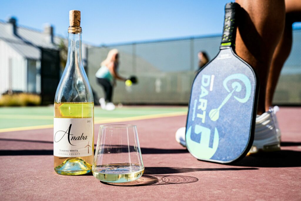Serve, then be served at Anaba Winery’s pickleball and wine pairing program. Guests enjoy an hour of pickleball play followed by a flight of five wines. (Bex Wyant)