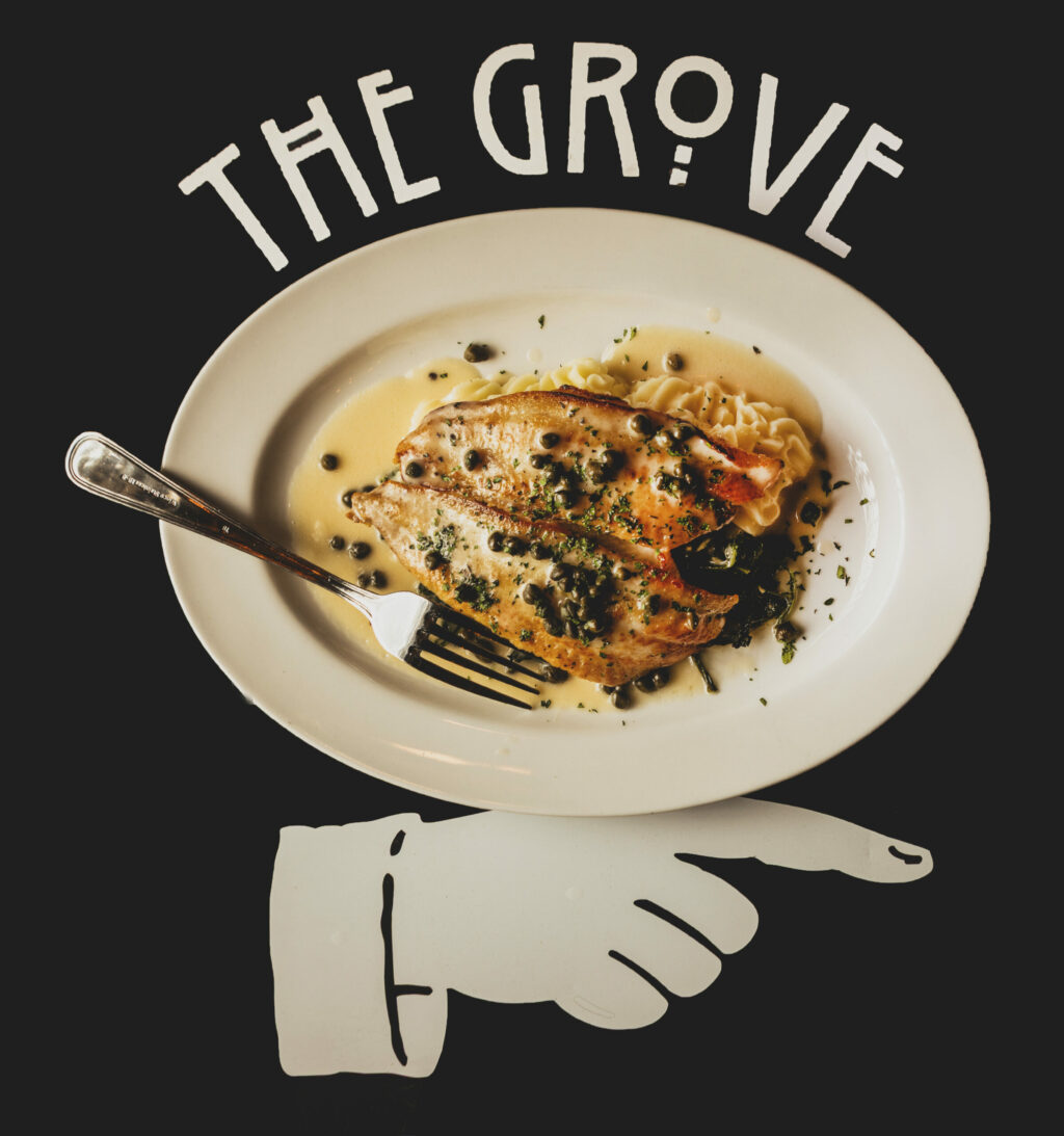 Seared Halibut with mashed potatoes, garlic spinach and lemon caper beurre blanc at the Grove Speakeasy Thursday, Oct. 9, 2025 in Penngrove. (John Burgess / The Press Democrat)