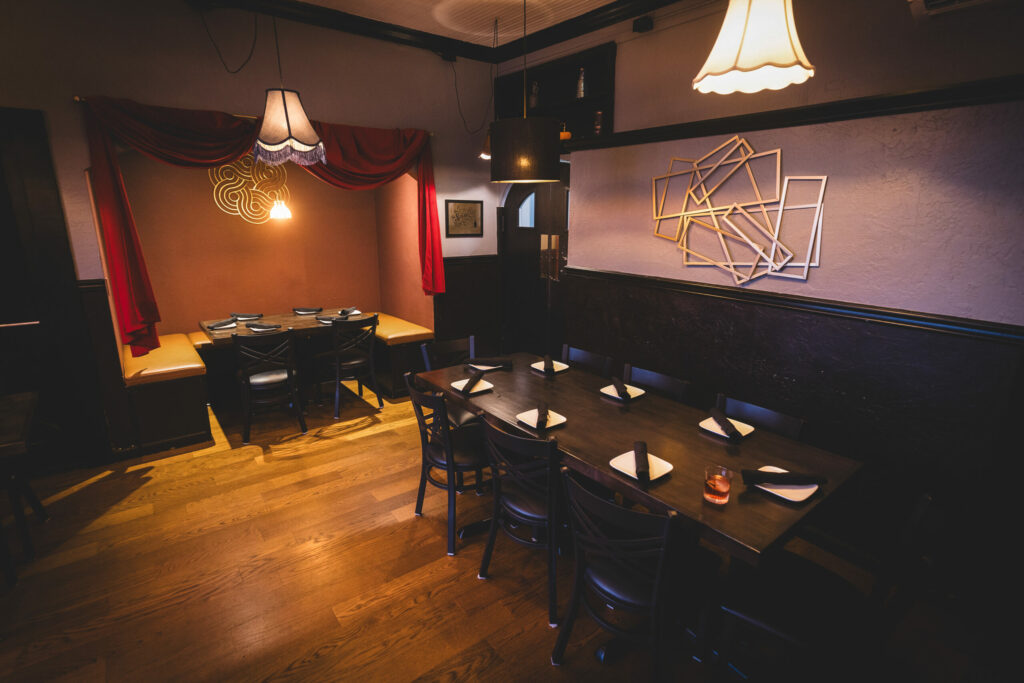 The back dining room for a more intimate setting at the Grove Speakeasy Thursday, Oct. 9, 2025 in Penngrove. (John Burgess / The Press Democrat)