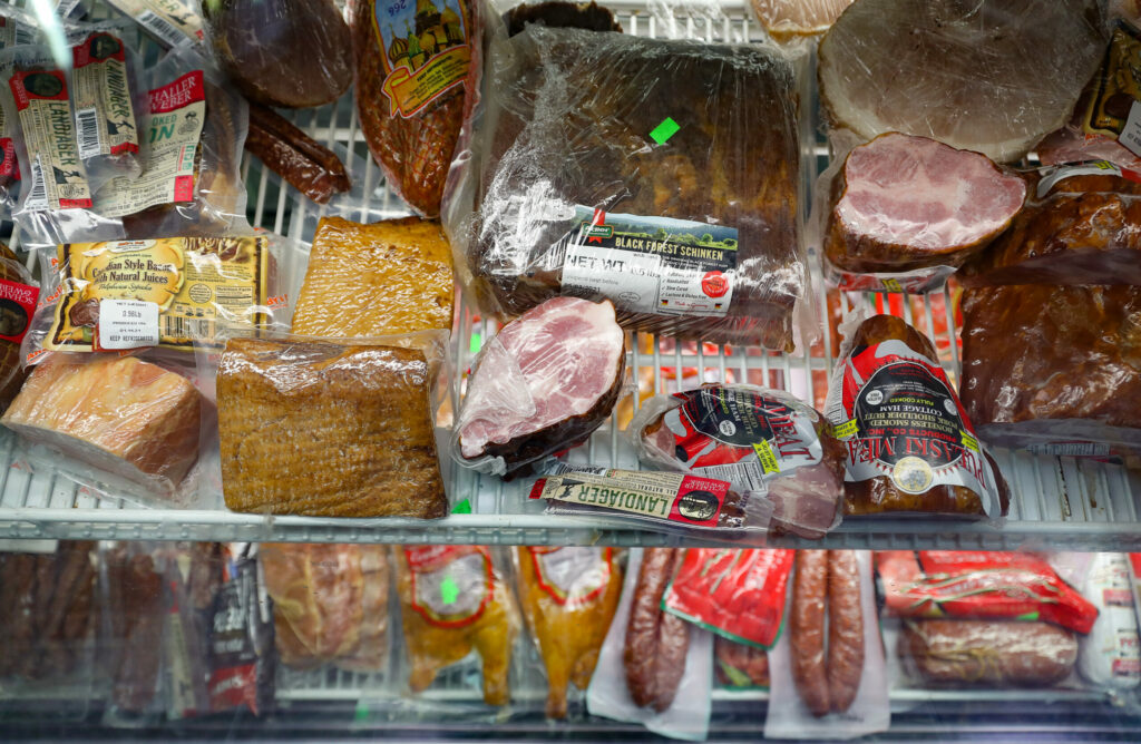 A variety of cured meats available at European Food Store in Santa Rosa. (Christopher Chung/ The Press Democrat)