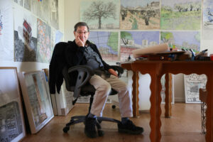 Artist Rick Oginz in his home studio in Sonoma. Photo taken on Friday, July 18, 2025. (Christopher Chung/The Press Democrat)