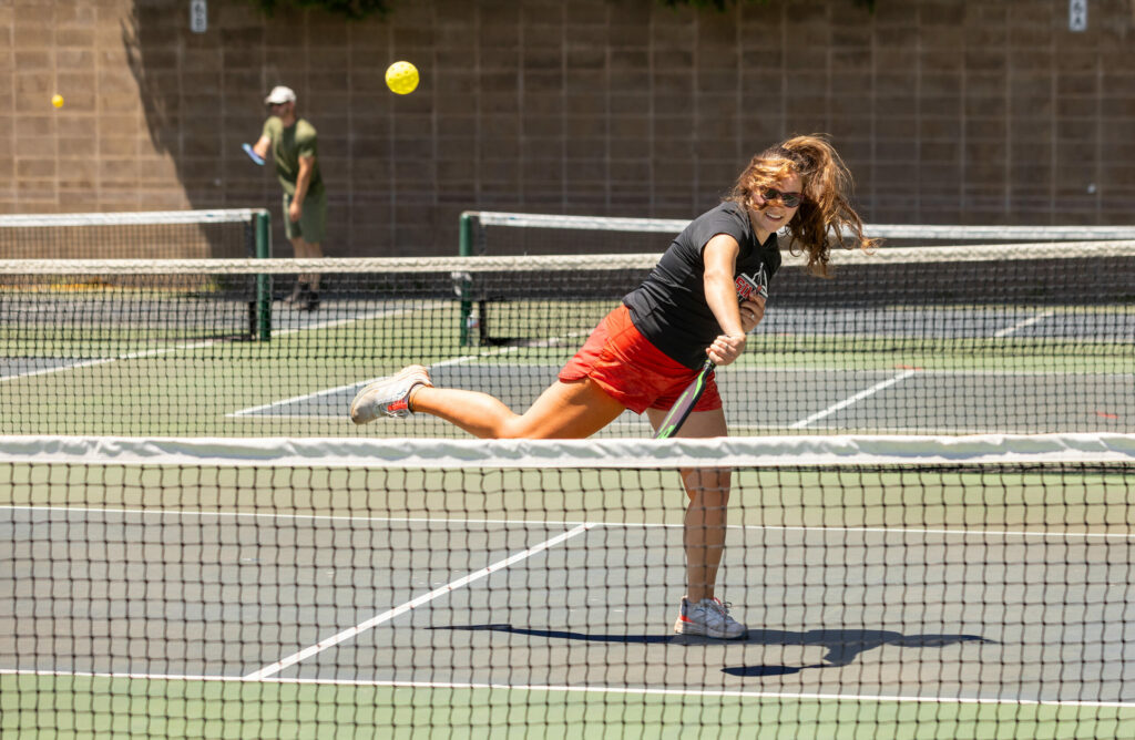 Nadia Chera says the Howarth Park pickleball courts are in much better shape than the Galvin Park courts she normally plays Tuesday, May 28, 2024 in Santa Rosa. (Photo by John Burgess/The Press Democrat)