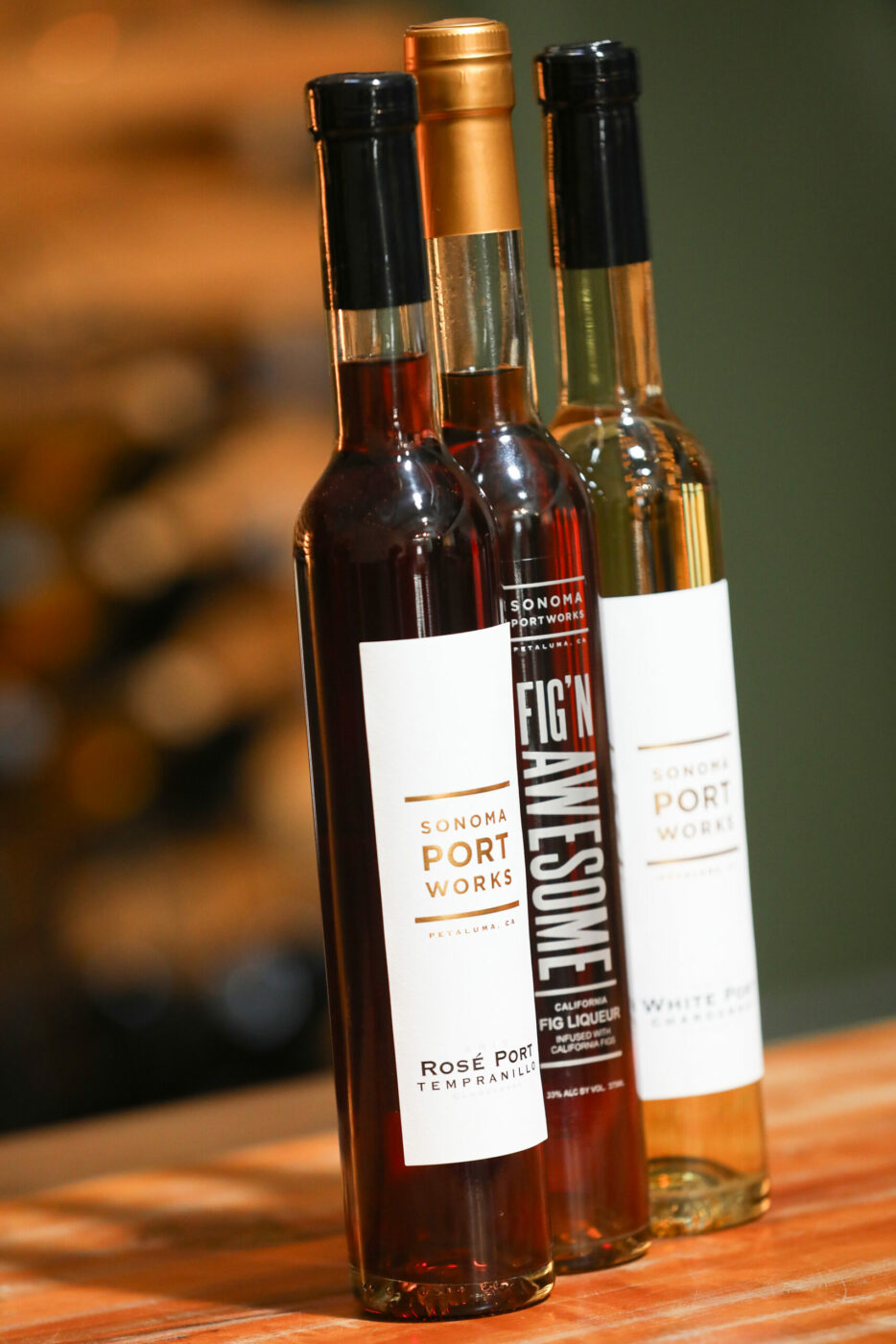 Various port and liqueur products from Sonoma Portworks in Petaluma on Tuesday, October 21, 2025. (Christopher Chung/The Press Democrat)