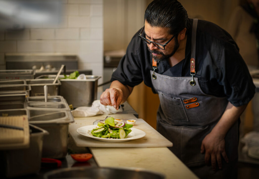 Cafe La Haye owner Saul Gropman sold his Sonoma Bistro last year to 25-year employee Jose Lopez Nuñez Wednesday, Oct. 29, 2025, in Sonoma. (John Burgess / The Press Democrat)