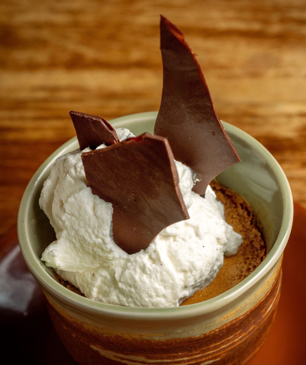 Mocha Pot du Crème with chocolate, Kahlua, dulce de leche and vanilla cream at the Sonoma Wine Shop/La Bodega Kitchen Thursday, Nov. 13, 2025 in Sebastopol. (John Burgess / The Press Democrat)