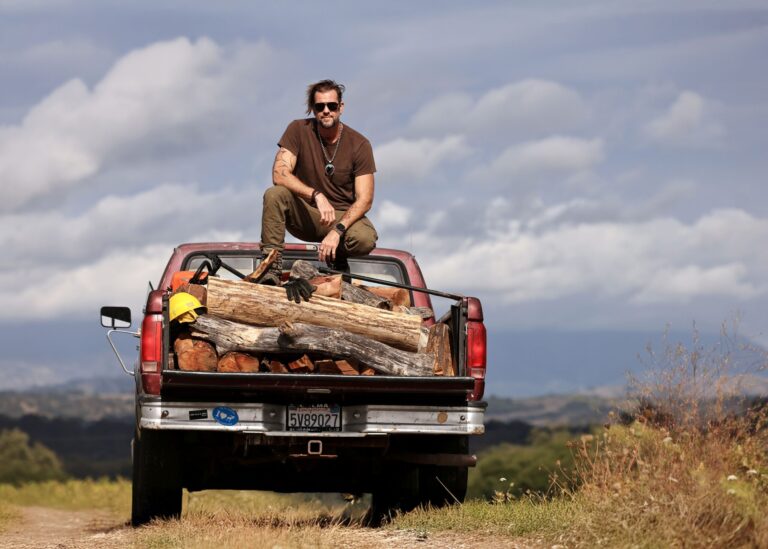 Scott Keneally of Good Fire, Thursday, October 2, 2025, salvages wood from Sonoma County’s woodlands, which were cut for fire protection. Keneally then cuts, boxes and sells the firewood. (Kent Porter / The Press Democrat)