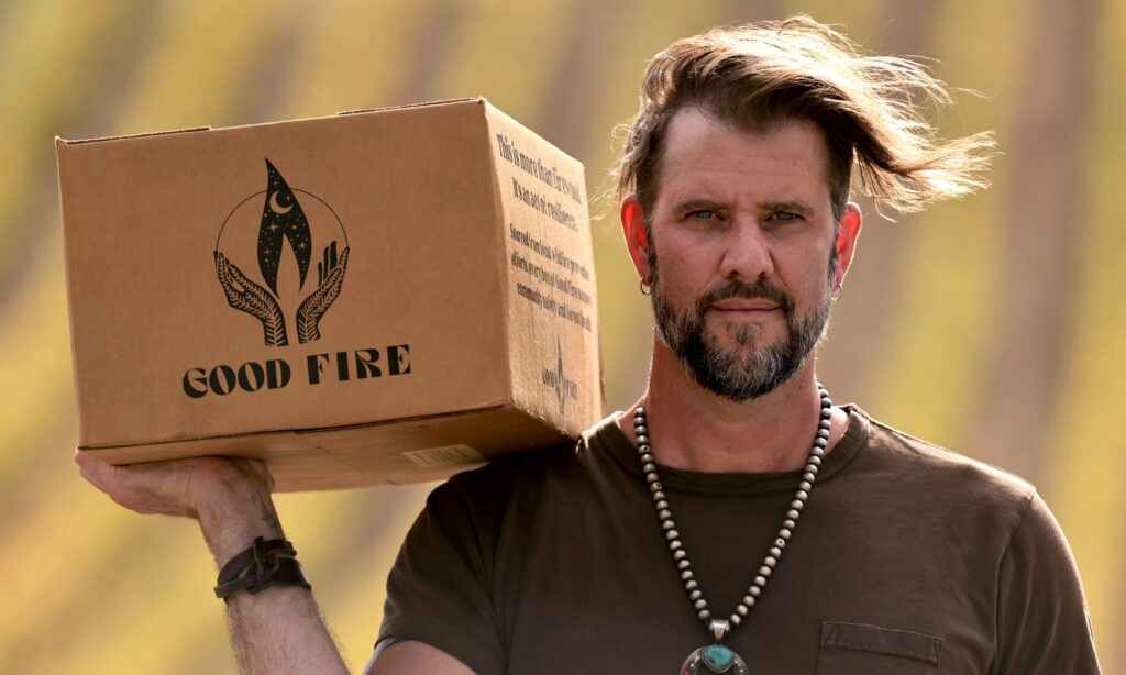 Scott Keneally of Good Fire, Thursday, October 2, 2025, salvages wood from Sonoma County’s woodlands, which were cut for fire protection. Keneally then cuts, boxes and sells the firewood. (Kent Porter / The Press Democrat)