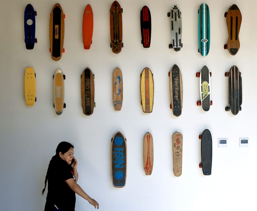 The skateboard wall at the new location for Quail & Condor in Healdsburg, Thursday, Nov. 20, 2025. (Kent Porter / The Press Democrat)