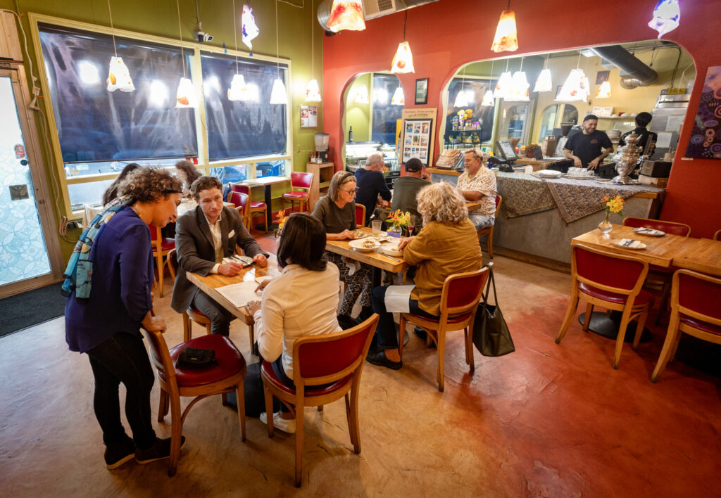 Iranian-born Sima Mohamadian, left, changes her Sebastopol restaurant Viva Mēxicana each Monday and Tuesdays with a Persian menu Oct. 29, 2025 in Sebastopol. (John Burgess / The Press Democrat)