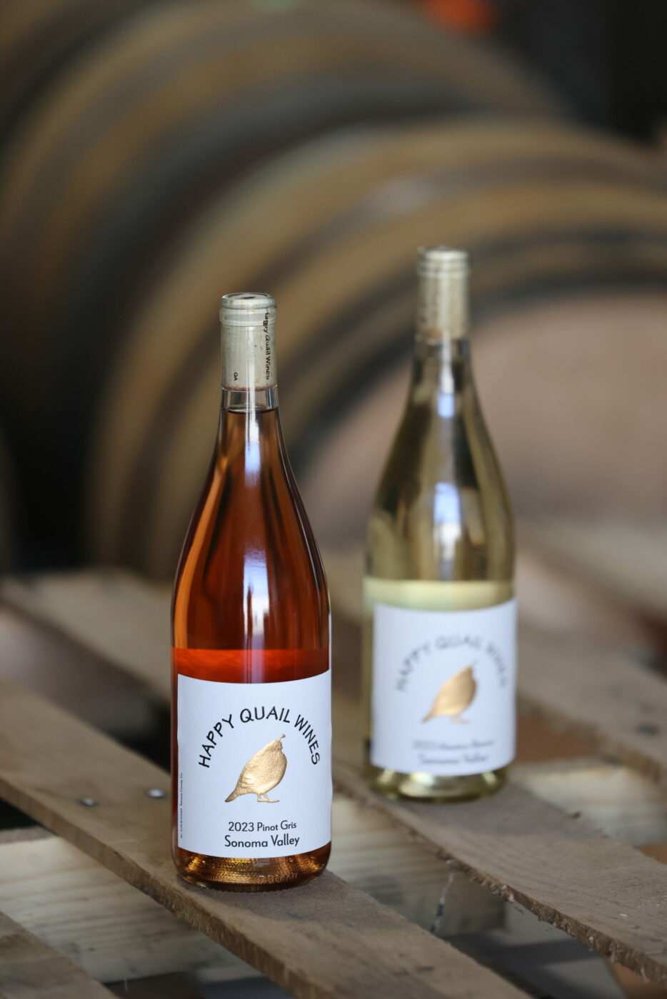 Bottles from Happy Quail Wines. (Beth Schlanker / for Sonoma Magazine)