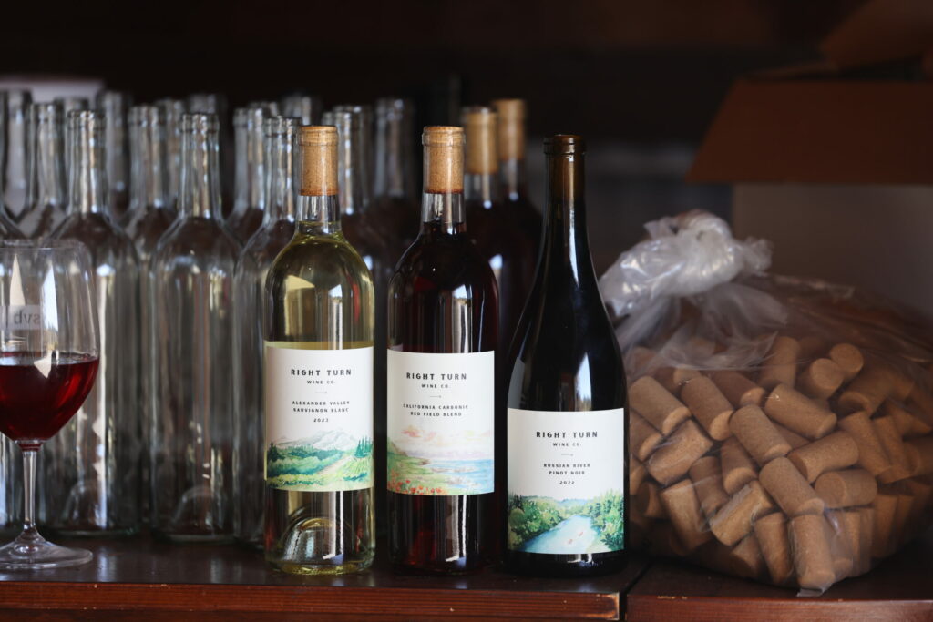 Bottles from Right Turn Wine Co. (Beth Schlanker / for Sonoma Magazine)