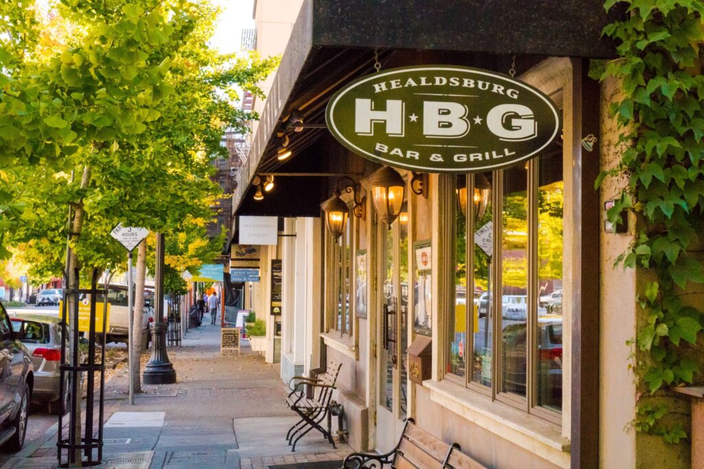 Healdsburg Bar & Grill, known by locals as "HBG," in downtown Healdsburg. (Mariah Harkey / Sonoma County Tourism)