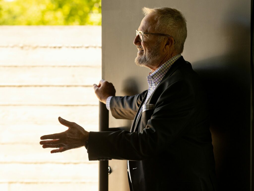 Nick Peyton, maitre d' and partner at Cyrus restaurant, won a 2025 special Michelin Service Award Thursday July 24, 2025, in Geyserville. (John Burgess / The Press Democrat)
