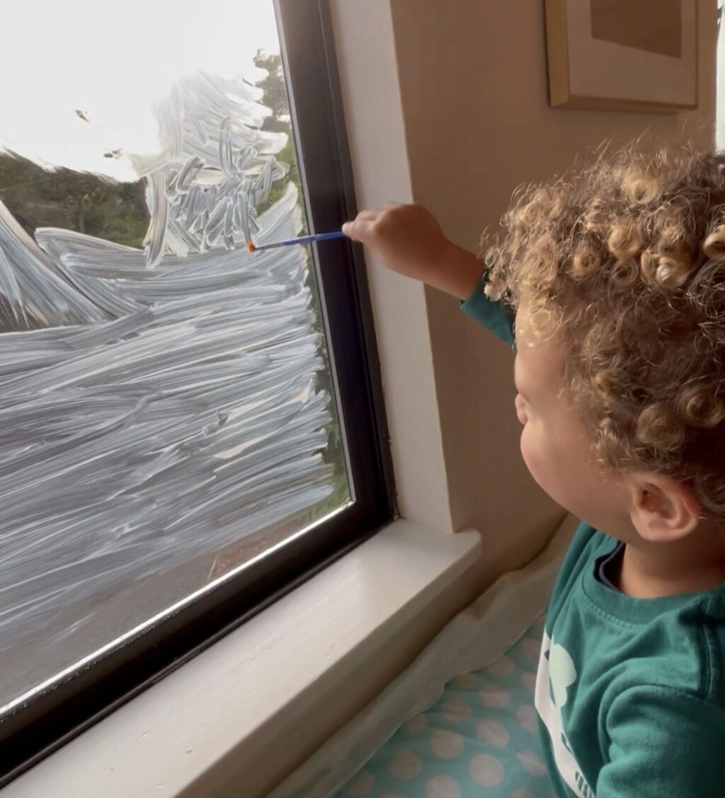 Stephanie Meyer and her children painted their windows with Kefir. It’s non-toxic, odorless and easy-to-clean, Meyer said, adding that the technique is popular in Scandinavian countries, where they are trying to let light in through the windows, but also add privacy and festiveness. (Stephanie Meyer)