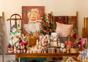 Various vintage and modern holiday-themed decor, trinkets and home goods at Mavis & Mavis in Cloverdale. (John Burgess / Sonoma Magazine)
