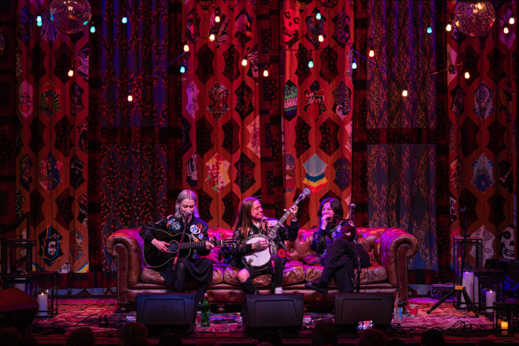From left, Phoebe Bridgers, Julien Baker and Lucy Dacus of the indie super group boygenius performed a sold-out show in 2023 at Little Saint in Healdsburg. The trio won a Grammy Award for their album "The Record," which includes songs they wrote while staying at Little Saint Farm in 2021. (Emma K Creative)