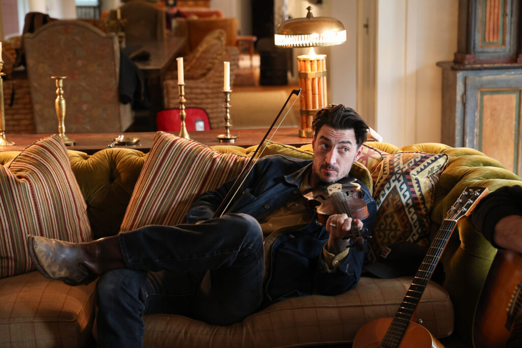 John James Tourville, of The Deslondes, rehearses with the band at Little Saint Farm before the band plays at Little Saint in Healdsburg on Thursday, November 13, 2025. (Christopher Chung/The Press Democrat)