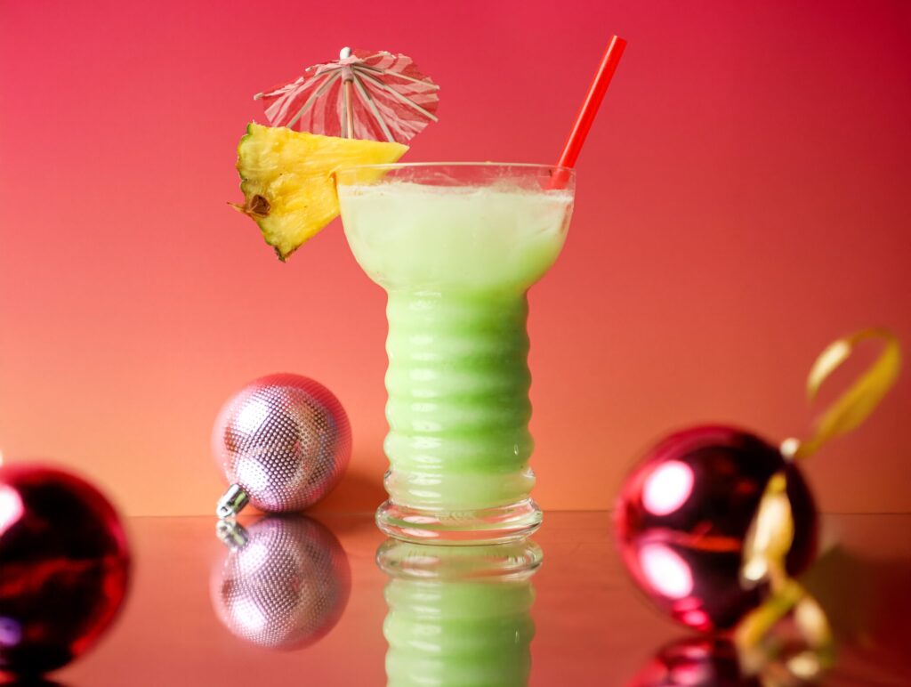 The Designated Sledder mocktail made with coconut cream, lime, pineapple and pandan syrup from Flamingo Resort in Santa Rosa. (Randy Schmidt)