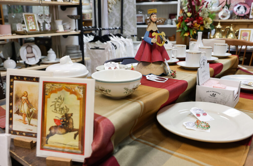 Christmas and holiday appropriate table settings at Bird’s Nest in Santa Rosa on Monday, September 15, 2025. (Christopher Chung/The Press Democrat)