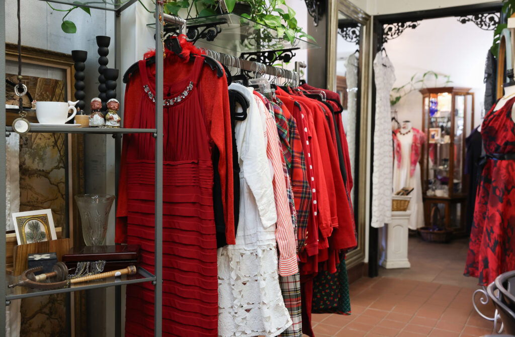 Clothing organized by color at Bird’s Nest in Santa Rosa on Monday, September 15, 2025. (Christopher Chung/The Press Democrat)