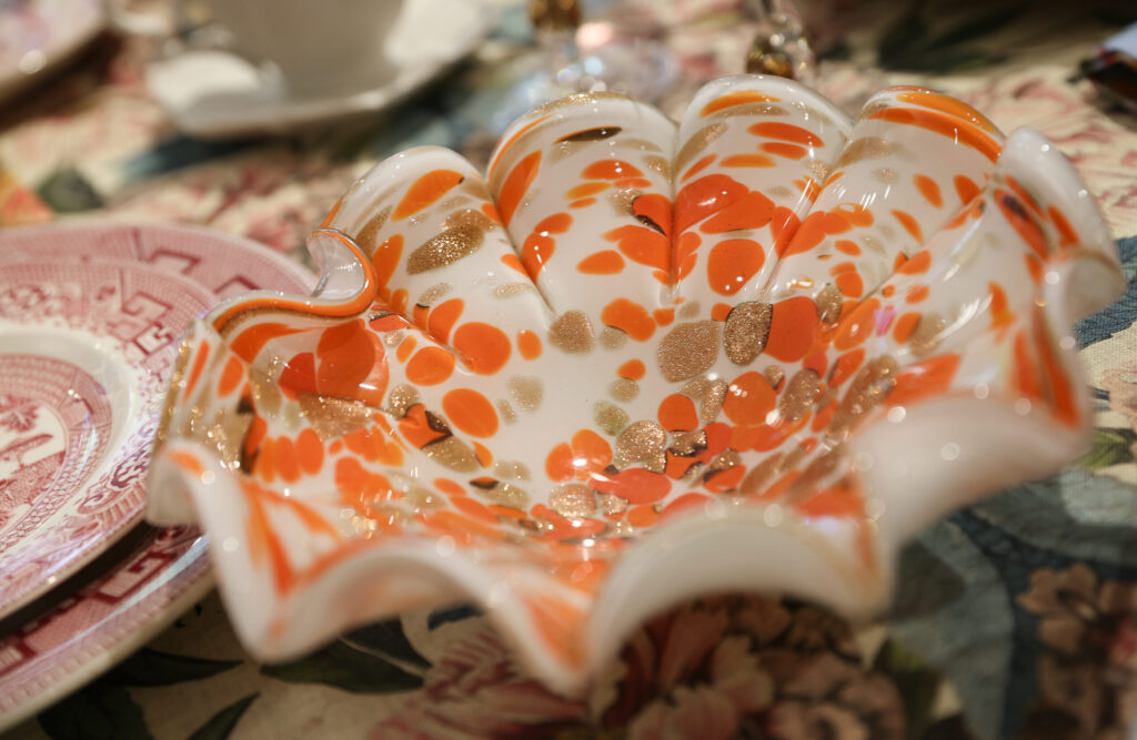Vintage Murano glass bowl at Forager in Healdsburg on Wednesday, September 17, 2025. (Christopher Chung/The Press Democrat)