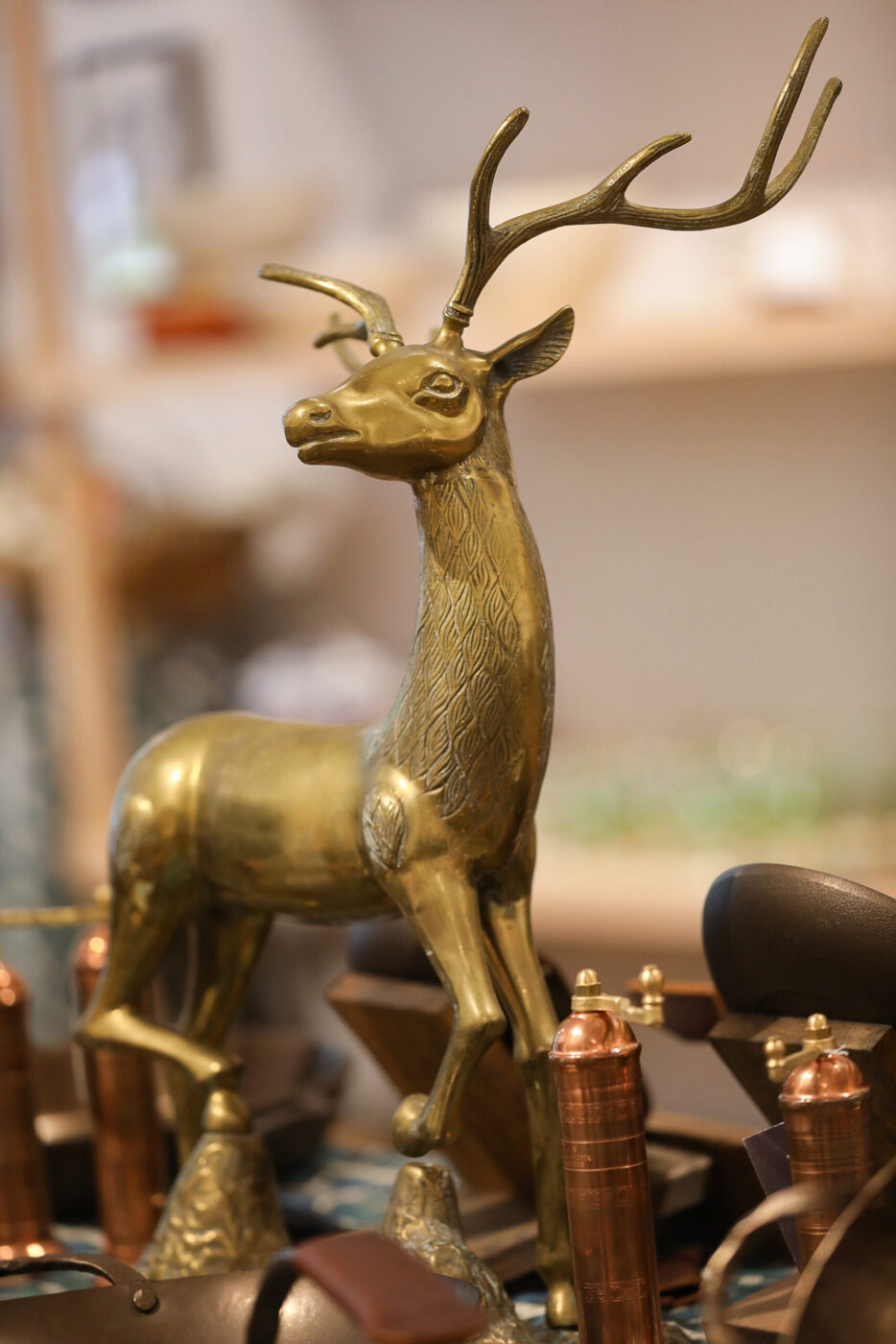 A vintage brass reindeer at Forager in Healdsburg on Wednesday, September 17, 2025. (Christopher Chung/The Press Democrat)