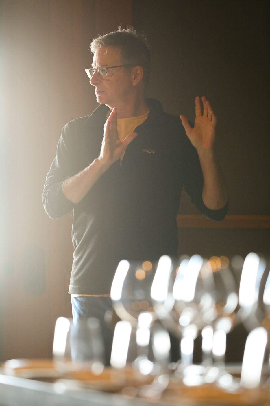 Hanzell Vineyards winemaker Michael McNeill talks about wine during a tour of the estate in Sonoma on Friday, November 7, 2025. (Christopher Chung/The Press Democrat)