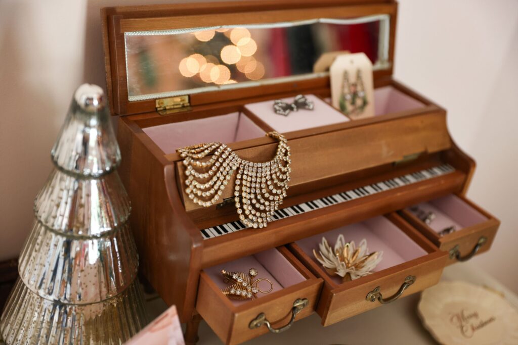 Vintage jewelry at Emerald Era Vintage in Guerneville on Friday, October 3, 2025. (Christopher Chung/The Press Democrat)