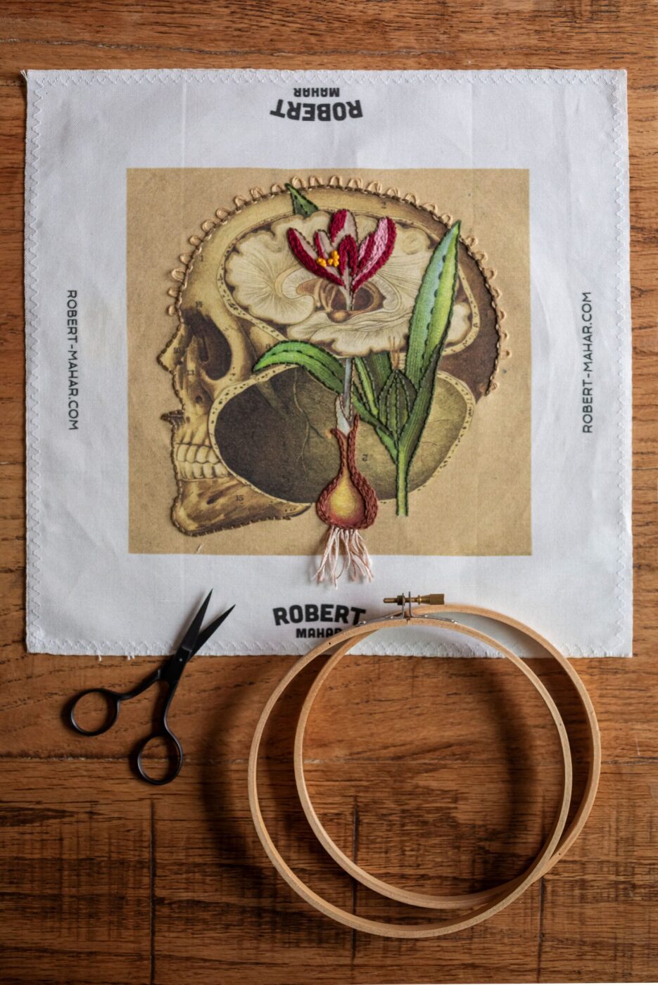 One of Robert Mahar's fabric designs created using vintage botanical and anatomical prints. (Chad Surmick / Sonoma Magazine)